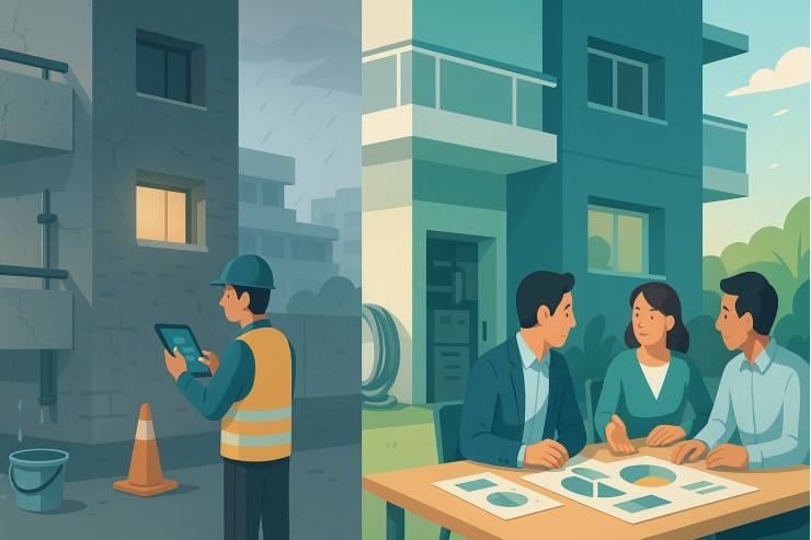 【事例で理解】診断→設計→見積り→運用の流れ｜マンション共有部分の火災保険